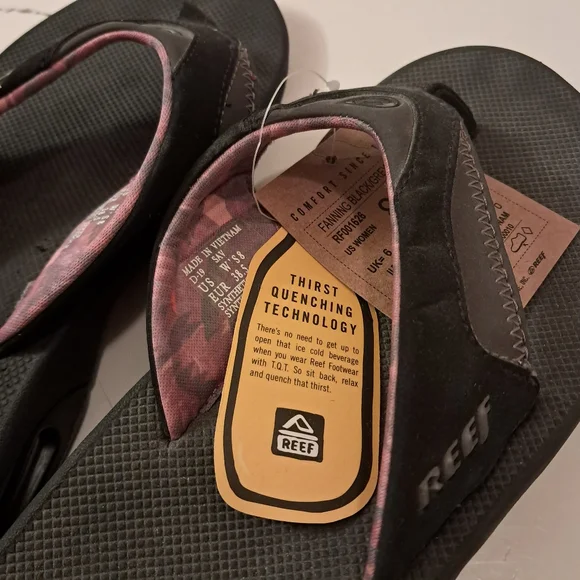 Reef Flip Flops Sandals Women's 8 Fanning Gray Purple Pink Comfy Summer Beach - Picture 9 of 13